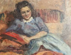 HSP portrait jeune femme assise signée Lilly Véréa XXème