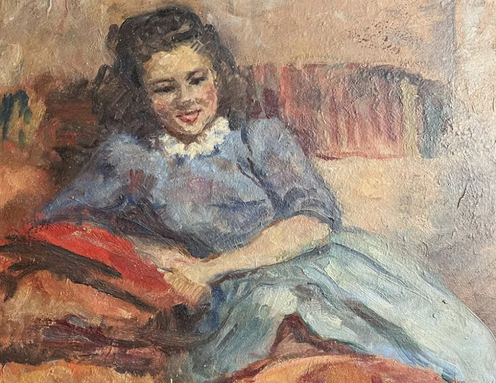 HSP portrait jeune femme assise signée Lilly Véréa XXème