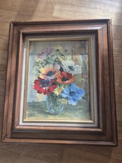 Huile originale – Bouquet de fleurs signé, Guido Hanset (1910-1992)