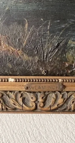 Huile sur bois, cadre mouluré