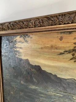 Huile sur bois, cadre mouluré