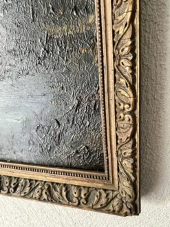 Huile sur bois, cadre mouluré