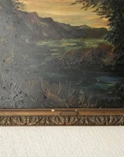 Huile sur bois, cadre mouluré