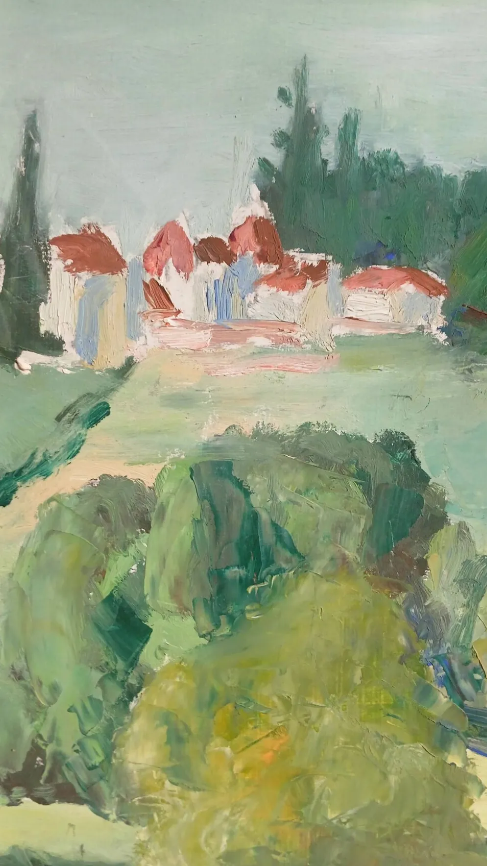 Huile sur bois post-impressionniste encadrée