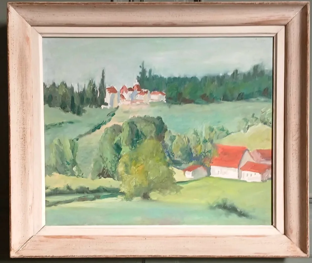 Huile sur bois post-impressionniste encadrée