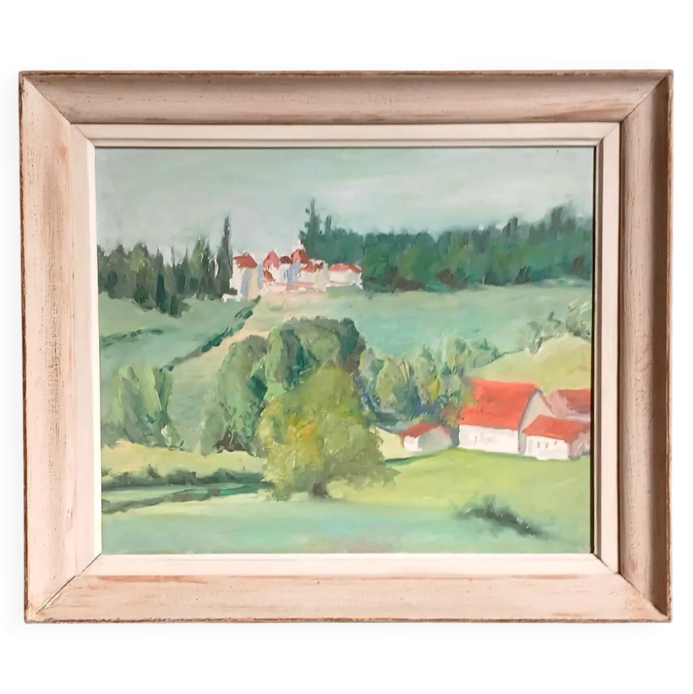 Huile sur bois post-impressionniste encadrée