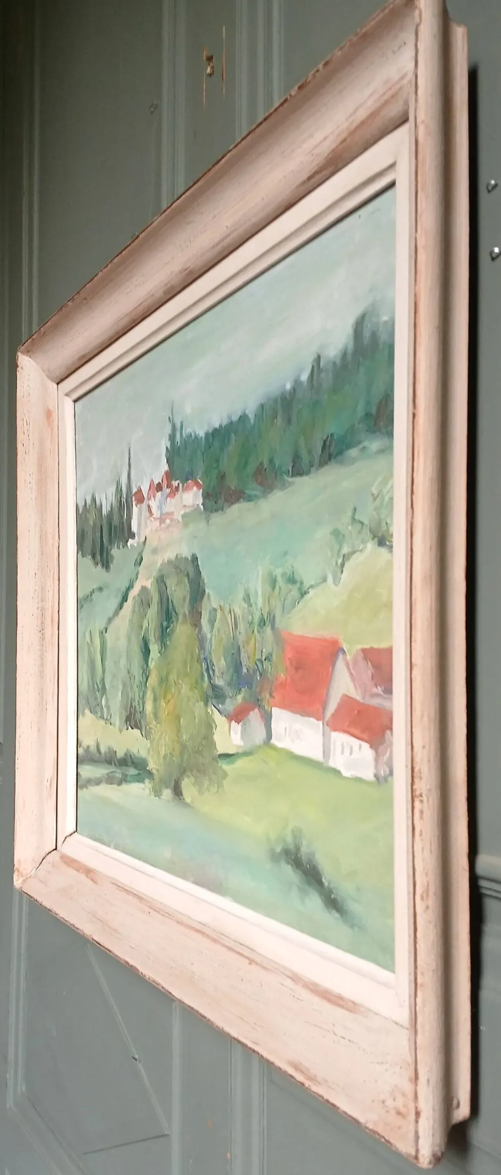 Huile sur bois post-impressionniste encadrée