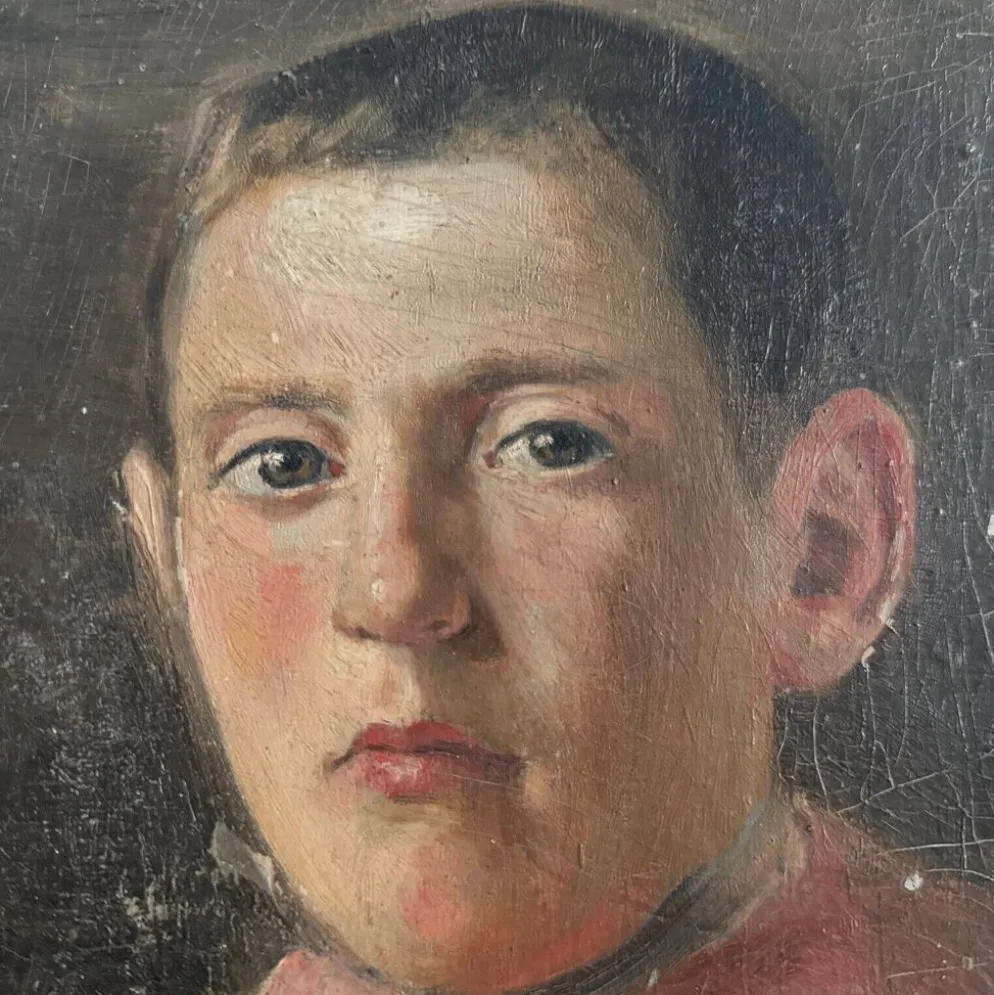 Huile sur carton représentant un enfant de chœur début XXe
