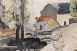 Huile sur isorel, 1939, village, signée Alex Gonesco