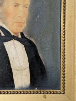 Huile sur panneau portrait ancien cadre bois doré décoration campagne