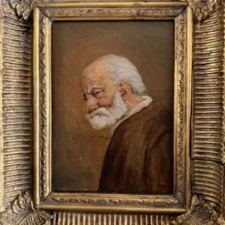 Huile sur panneau portrait d'homme barbu XIXe par Jean