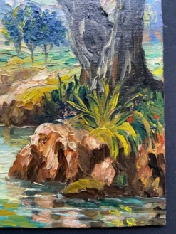 Huile sur panneau signée Edmond Flégier – paysage provençal vers 1950