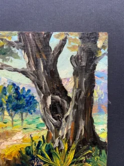 Huile sur panneau signée Edmond Flégier – paysage provençal vers 1950