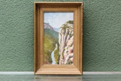 Huile sur panneau signée, paysage de montagne
