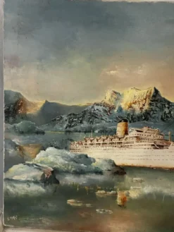 Huile sur toile Alain Chaussois (1950-2018) – Paquebot Arcadia dans le