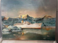 Huile sur toile Alain Chaussois (1950-2018) – Paquebot Arcadia dans le
