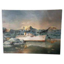 Huile sur toile Alain Chaussois (1950-2018) – Paquebot Arcadia dans le