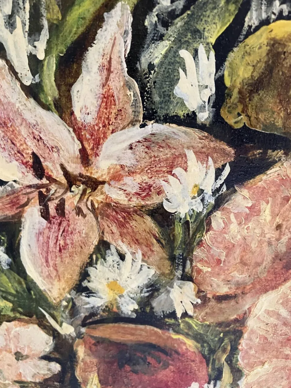 Huile sur toile ancienne signée "Bouquet de fleurs"