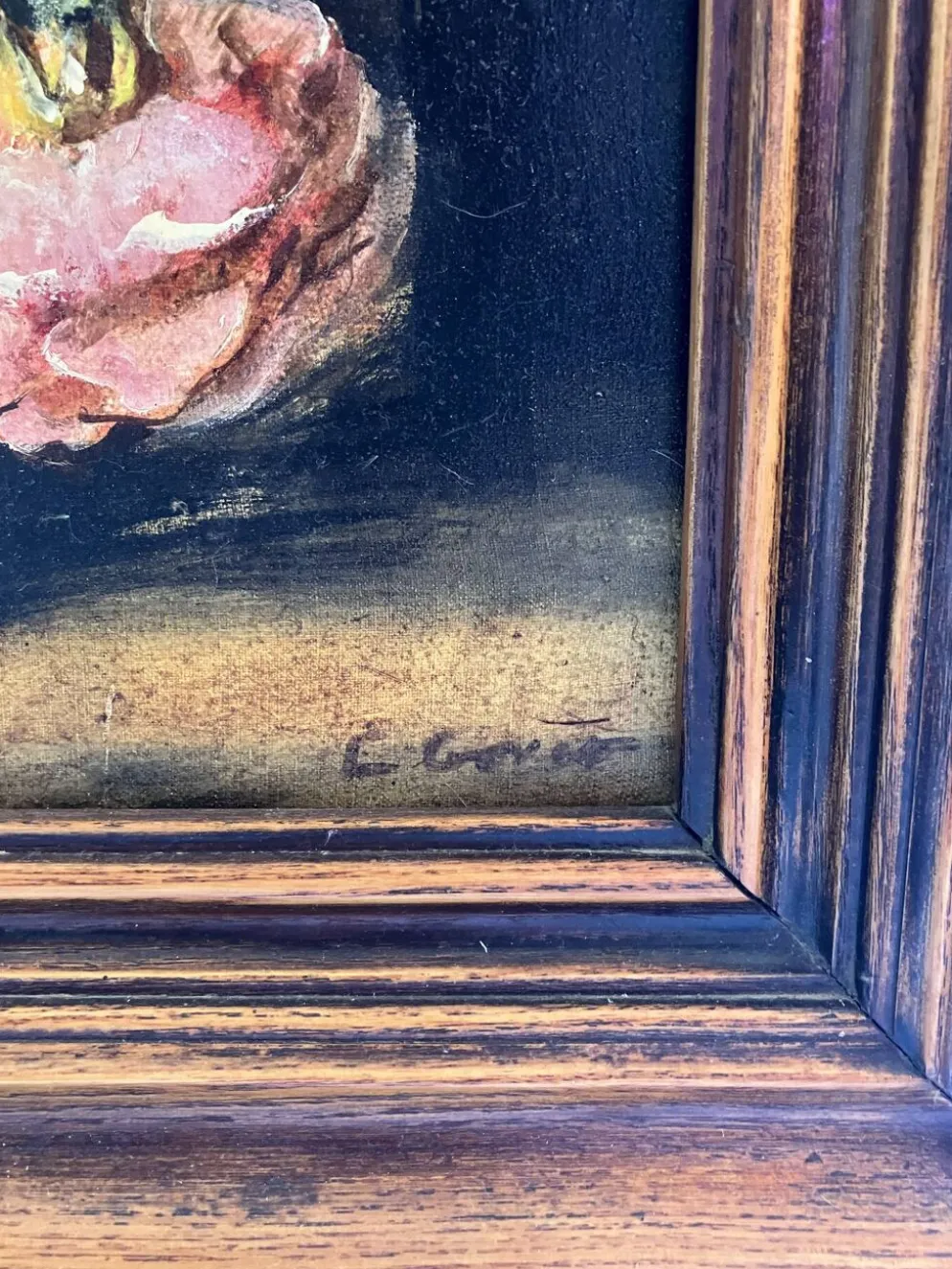 Huile sur toile ancienne signée "Bouquet de fleurs"
