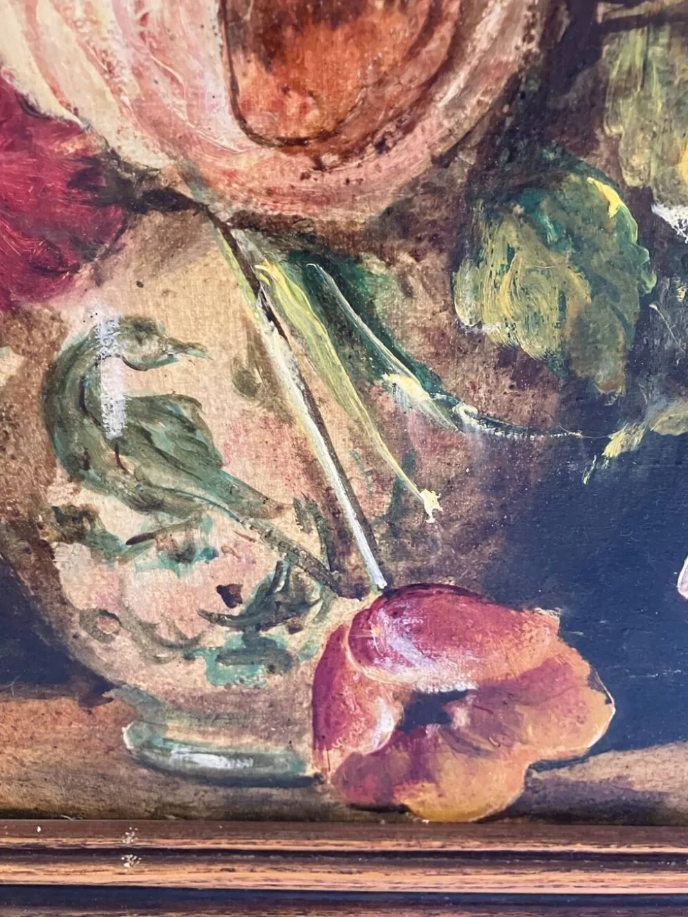 Huile sur toile ancienne signée "Bouquet de fleurs"