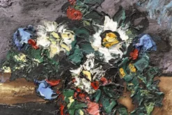 Huile sur toile, bouquet de fleurs, signé