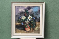Huile sur toile, bouquet de fleurs, signé