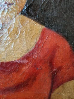 Huile sur toile cadre bois doré portrait ancien jeune fille classique