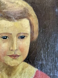 Huile sur toile cadre bois doré portrait ancien jeune fille classique