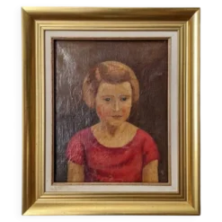 Huile sur toile cadre bois doré portrait ancien jeune fille classique