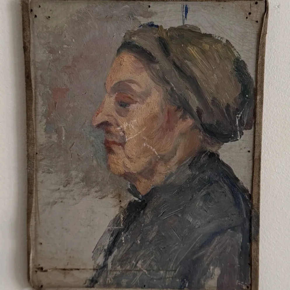 Huile sur toile contrecollée sur carton portrait de femme début XXe
