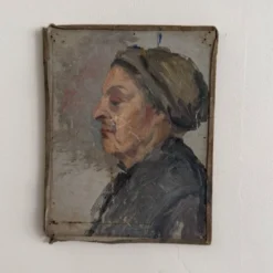 Huile sur toile contrecollée sur carton portrait de femme début XXe