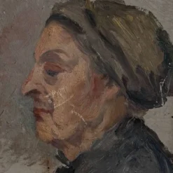 Huile sur toile contrecollée sur carton portrait de femme début XXe