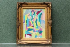 Huile sur toile cubiste, signée Jean Faubert (1955-2018)