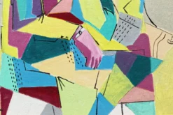 Huile sur toile cubiste, signée Jean Faubert (1955-2018)
