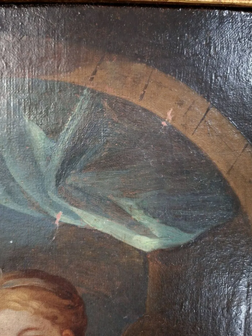 Huile sur toile du début du XVIIIᵉ siècle – Jeune femme au perroquet