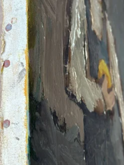 Huile sur toile « Jeune fille au fruit » XXeme, signé