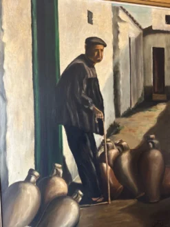 Huile sur toile "Le Gardien des Jarres" –
