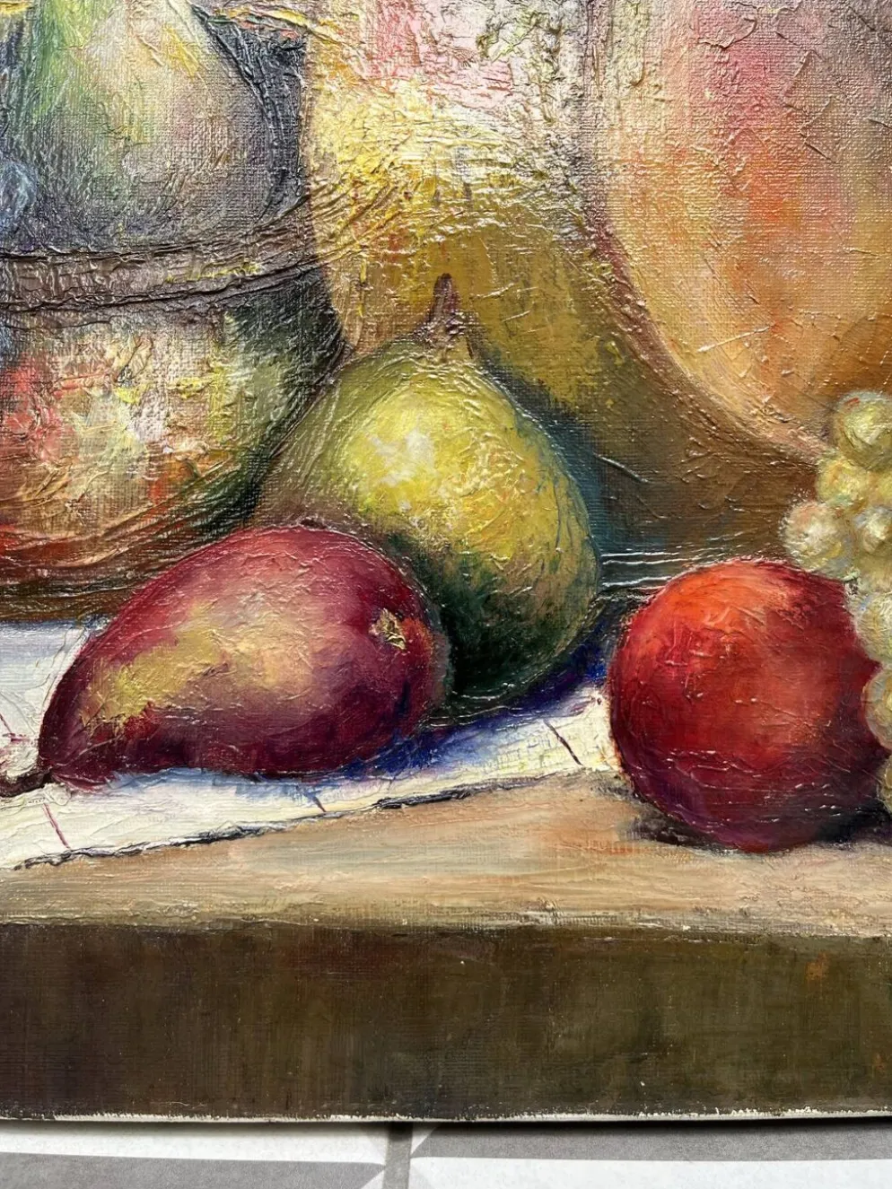 Huile sur toile nature morte « Fruits automne » 55x46cm