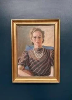 Huile sur toile originale suédoise – 'Portrait d'une dame' par Lenné – Signé – Daté 1939 – Encadré