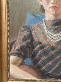 Huile sur toile originale suédoise – 'Portrait d'une dame' par Lenné – Signé – Daté 1939 – Encadré