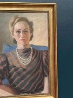 Huile sur toile originale suédoise – 'Portrait d'une dame' par Lenné – Signé – Daté 1939 – Encadré