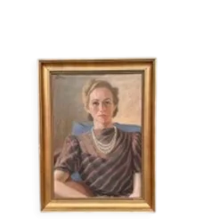 Huile sur toile originale suédoise – 'Portrait d'une dame' par Lenné – Signé – Daté 1939 – Encadré