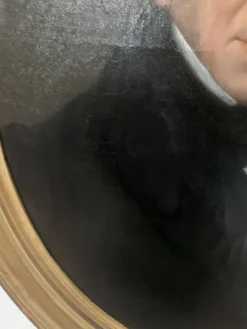 Huile sur toile Paire de portrait en cadre ovale doré XIX siècle