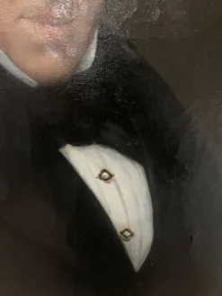 Huile sur toile Paire de portrait en cadre ovale doré XIX siècle