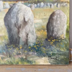 Huile sur toile paysage de Bretagne Lucien Ferriot , Dolmens