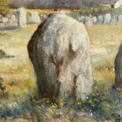 Huile sur toile paysage de Bretagne Lucien Ferriot , Dolmens
