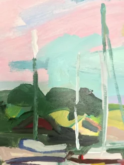 Huile sur toile port aux voiliers