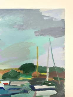 Huile sur toile port aux voiliers