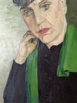 Huile sur toile portrait ancien décoration alternative campagne