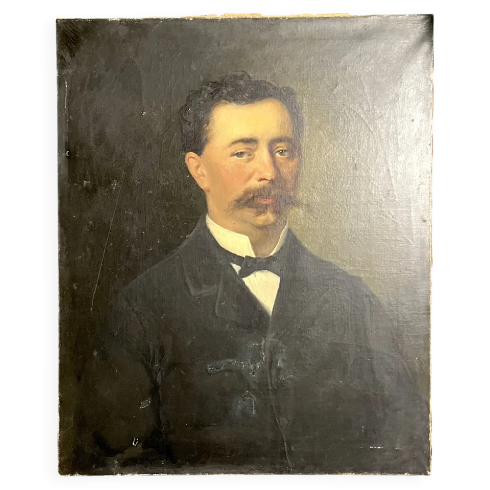 Huile sur toile portrait ancêtre signé A. Juliard daté XIXème